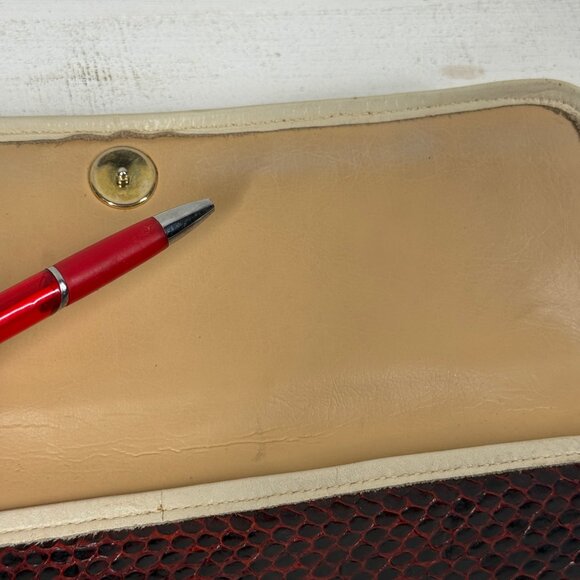 Vintage Original by Caprice Snakeskin Leather Envelope Clutch Crossbody Chain - Picture 10 of 13